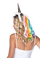 Einhorn (Frau), Kostüm-Haarreif, Pailletten, Ohren, Horn, Regenbogenfarbe